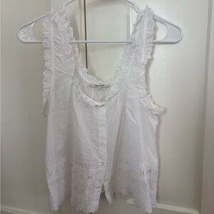 Madewell White Button-Front Lace Blouse
